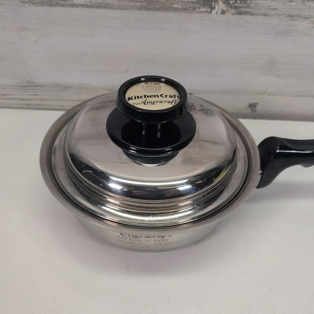 Kitchen Craft by West Bend 1‎ qt. Stainless Steel Saucepan with Steam Vent Lid.